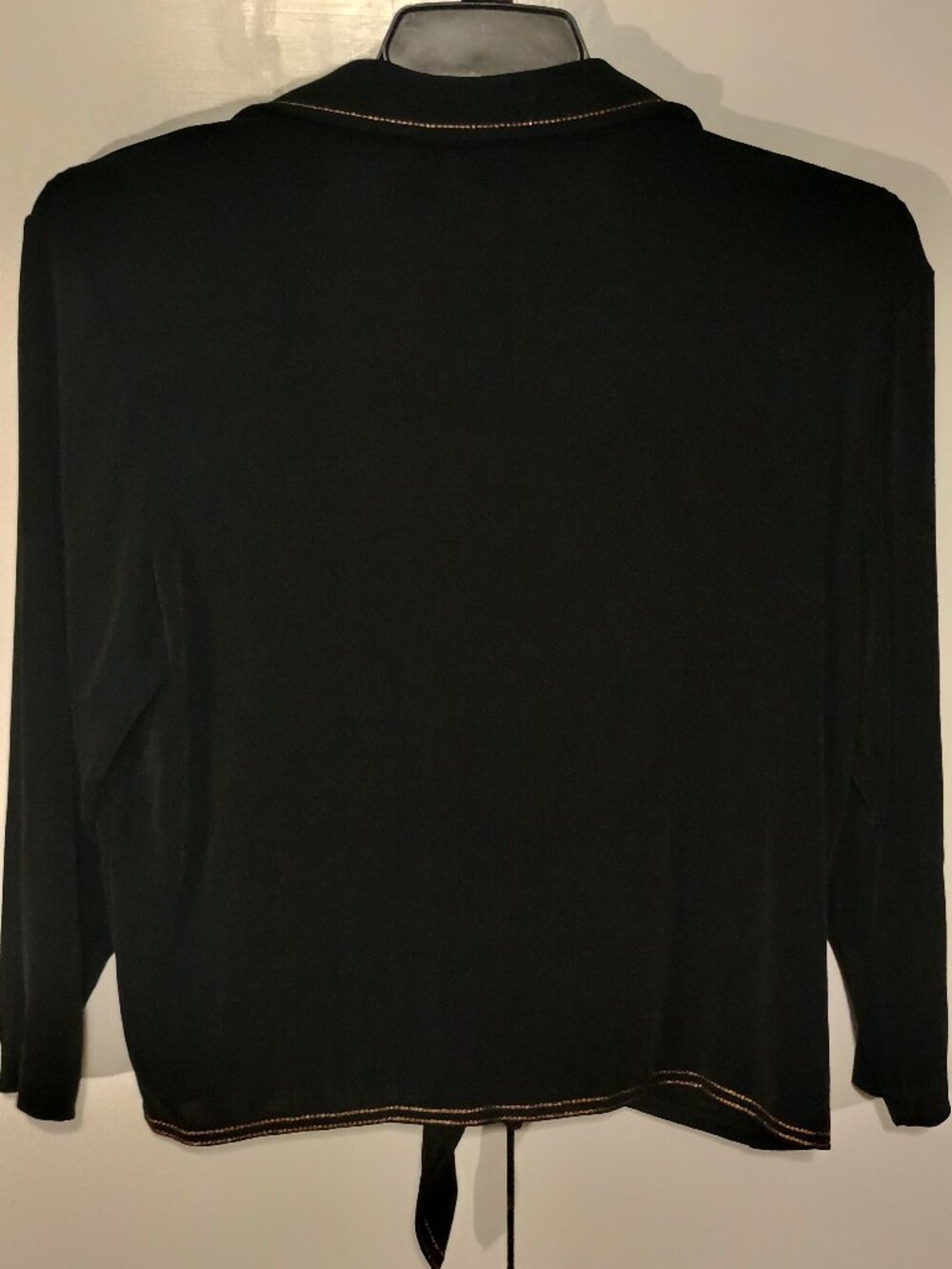 Chico’s Travelers Black Tie Front Jacket Cardigan Contrast Stitch Size 3 XL - Picture 3 of 7